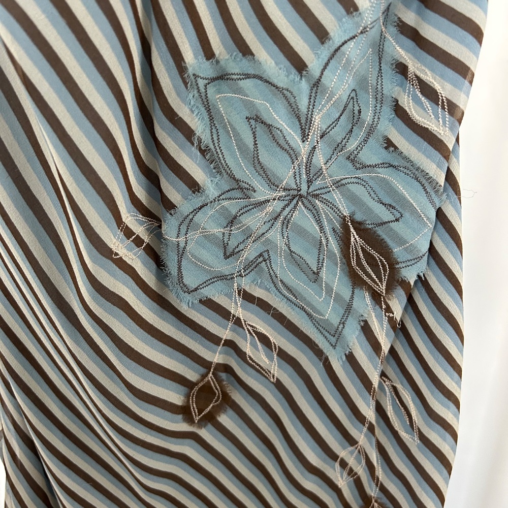Silk embroidered striped midi dress - Picture 4 of 7